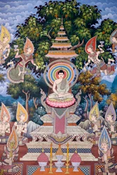 La vie du Bouddha, fresque murale, monastère Wat Maniratanaram, Phnom Penh, 2022