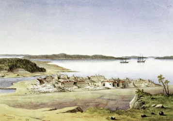 La forteresse de Bomarsund, sur les îles Aland (Finlande), en août 1854