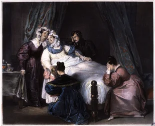 La perte irréparable, même morte en couches, vers 1840
