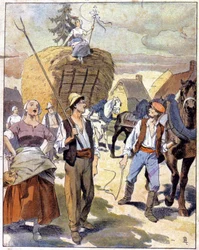 Le dernier char de blé en Beauce, vers 1910