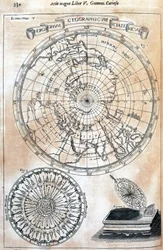 Temps, carte des fuseaux horaires du monde connu par le général Kircher