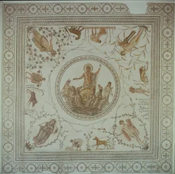 Triomphe de Neptune et des Quatre Saisons, Romain, de La Chebba, IVe siècle après J.-C. (mosaïque)