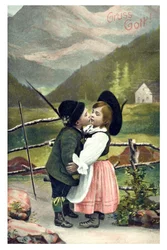 Carte de vœux de la Saint-Valentin « Gruess Gott » : couple d