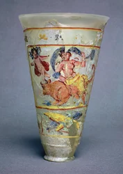 Vase avec décoration peinte représentant Europe et le Taureau, romain