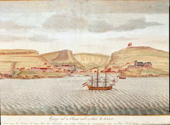 Vue de Sao Tiago (Santiago) au Cap-Vert (dessin)