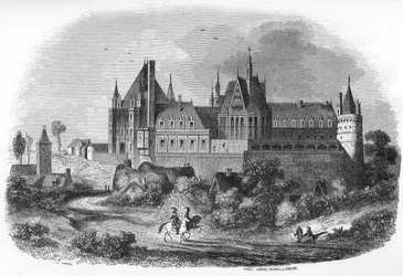 Vue du château de Gaillon, Normandie. 19ème siècle (gravure de « Mystères des vieux châteaux de France » par Le Francois).
