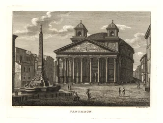 Vue du Panthéon et de la Fontana del Pantheon, Rome