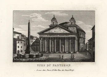 Vue du Panthéon avec fontaine et obélisque Macuteo sur la Piazza della Rotonda, Rome