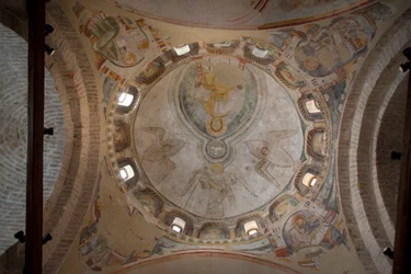 Vue de la fresque dans le Baptistère, Cathédrale de Saint-Étienne, Concordia Saggitaria, province de Venise, Vénétie, Italie