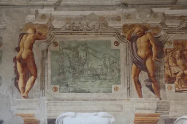 Vue de la fresque de Sisto Badalocchio Rosa, Palais Bentivoglio, Gualtieri, Émilie-Romagne, Italie