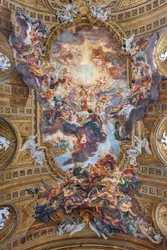 Vue de la voûte de la nef avec "Le Triomphe au nom de Jésus", Église du Gesù, Rome, Italie (photo)