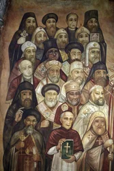 Peinture murale dans le sanctuaire copte de Saint-Marc, Abbassya, Le Caire, Égypte