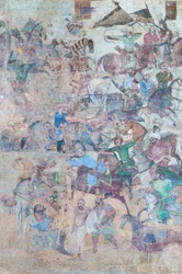 Peintures murales au portail de Qeysarieh, place Imam Naqsh-e Jahan, Ispahan, Iran