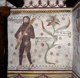 Homme sauvage de Sacco (Homo Selvadego), fresque (15e siècle), Maison de l