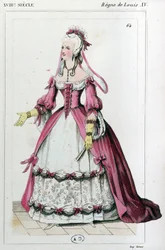 Femme portant une robe comme Mme de Pompadour, c. 1810 (gravure)