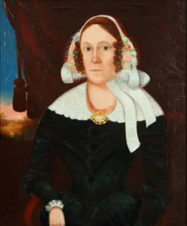 Femme au bonnet fleuri
