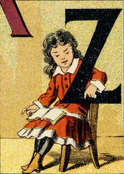 Z - Gravure extraite de ABCD des petites filles. Pellerin & Cie, imprimeur-éditeur, Épinal, vers 1890. Série A.