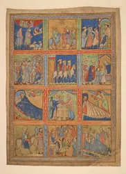 f. 1 : Une série de 24 miniatures de la Vie du Christ ; Sept découpes de manuscrits enluminés. XIIe siècle-XVe siècle