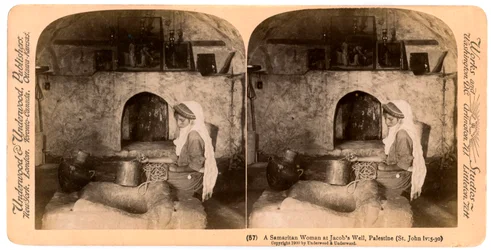 Une femme samaritaine au puits de Jacob, Palestine, 1900