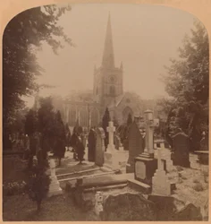 Église à Stratford-on-Avon, Angleterre - où reposent les restes mortels de Shakespeare, 1900
