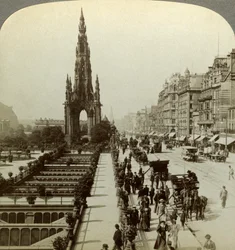Princes Street et le Monument Scott, Édimbourg, Écosse, fin du 19ème siècle