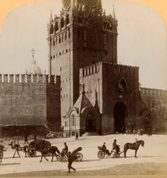 Spaski Voroto, Porte sacrée du Kremlin, Moscou, Russie, 1898