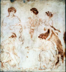 Joueurs de dés, Herculanum, Ier siècle après J.-C. (peinture à l