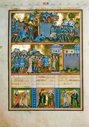 5 enluminures avec texte sur une page