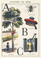 A B C: arbre, abeille, béret, cloche