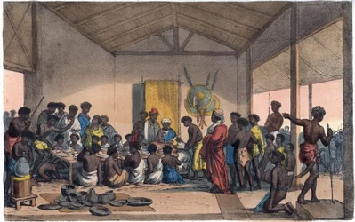 Un banquet en Abyssinie - gravure tirée de « Usi e Costumi di Tutti i Popoli dell