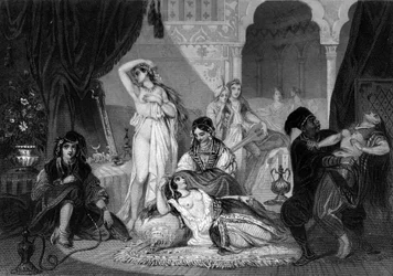 Un captif chrétien dans un harem. Dans « Histoire générale de la Marine » par Van Tenac