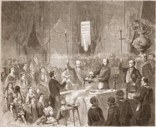 Un baptême maçonnique à la loge de la Fraternelle Amitive en 1861.