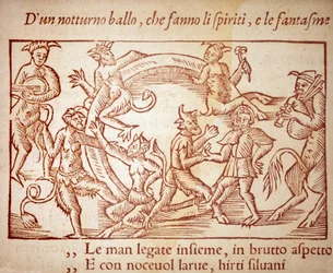 Un Sabbat, gravure de Olaus Magnus (1490-1557), religieux et géographe suédois, - dans « Historia de Gentis Septentrionalibus »