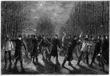 Un battu aux criminels dans le Bois de Boulogne à Paris en 1883