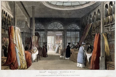 Une boutique de tissus à Londres (Angleterre) - Lithographie vers 1800