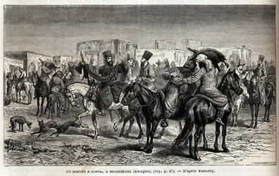 Promenade à cheval à Shurakhan (Kirghizistan). Dessin d