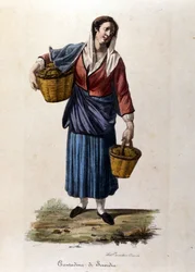 Un paysan de la ville de Scordia en Sicile gravure du 19ème siècle