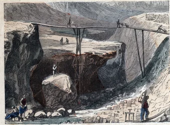 Une carrière de pierre au 19e siècle