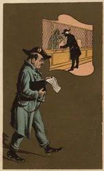 Un inspecteur des impôts, chromolithographie anonyme, fin du 19e siècle.