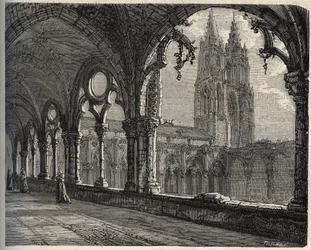 Abbaye Saint-Jean-des-Vignes - Soissons - gravure dans « PATRIE » - DESCRIPTION PICTURESQUE DE LA FRANCE EN 6 VOLUMES PAR LUCIEN HUARD - fin 19ème siècle