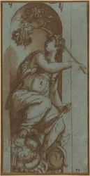Allégorie de la paix (plume, encre brune et lavis sur papier vergé bleu ; déposé)