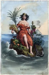 Allégorie de la Sicile - gravure tirée de « Usi e Costumi di Tutti i Popoli dell