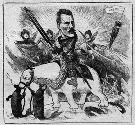 Allégorie sur le retour de Fridtjof Nansen (1861-1930) du pôle nord - gravure de 1897