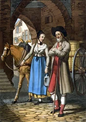 Anabaptistes de Bâle. 19ème siècle. Lithographie