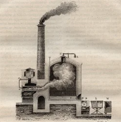 Appareil de Michel de Marseille, pour la distillation du soufre brut - gravure dans 