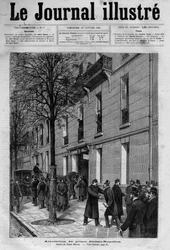 Arrestation en 1883 de Jérôme Bonaparte dit Plon-Plon (1822-1891) (Napoléon-Jérôme Bonaparte ou Prince Jérôme Napoléon), fils de Jérôme Bonaparte (1784-1860) - couverture de « Le journal illustré » de 1883