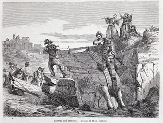 Taureau ailé assyrien sur le site de Ninive - dans « Tour du monde » 1er semestre 1863