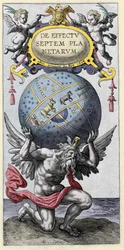 Atlas portant le monde. Gravure du début du 17e siècle.