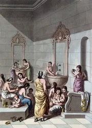 Bains publics en Palestine - dans "Le costume ancien et moderne" par Ferrario, éd. Milan