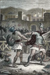 Combat entre Horaces et Curiaces. Gravure